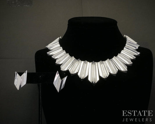 Vintage Sterling Mexico Antonio Pineda Collar Necklace & Earrings 182g p15339