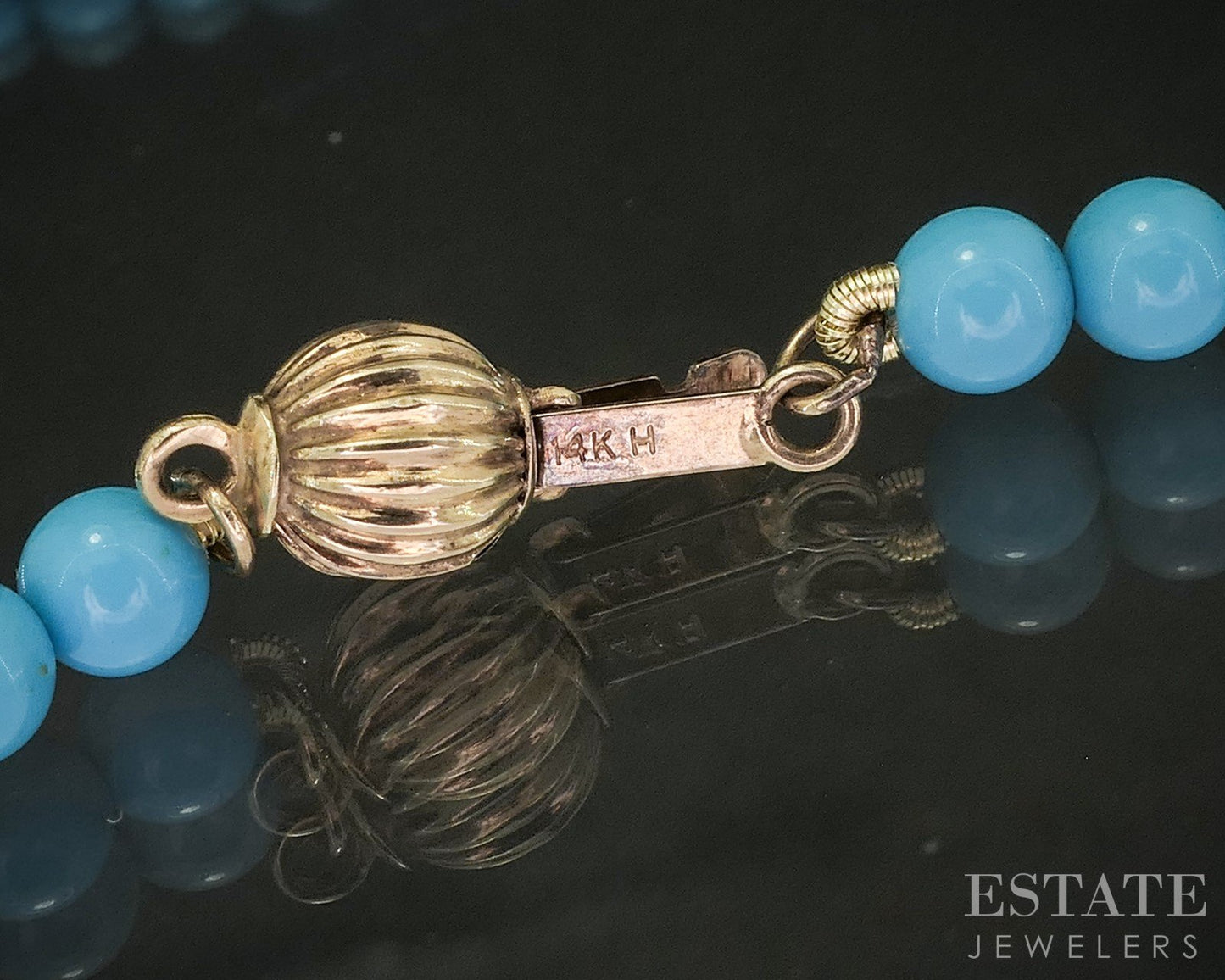 14k Yellow Gold Natural Turquoise & Lapis Beaded Necklace 2g 15"L p17001