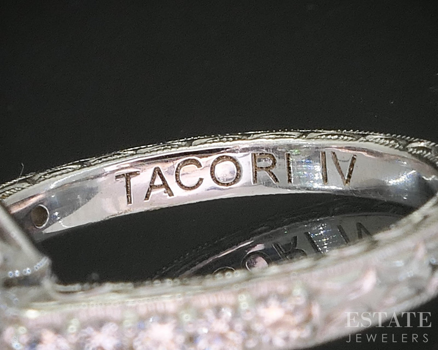 Sterling Silver Tacori CZ & Blue Enameled Art Deco Engagement Ring 6.0g p18583