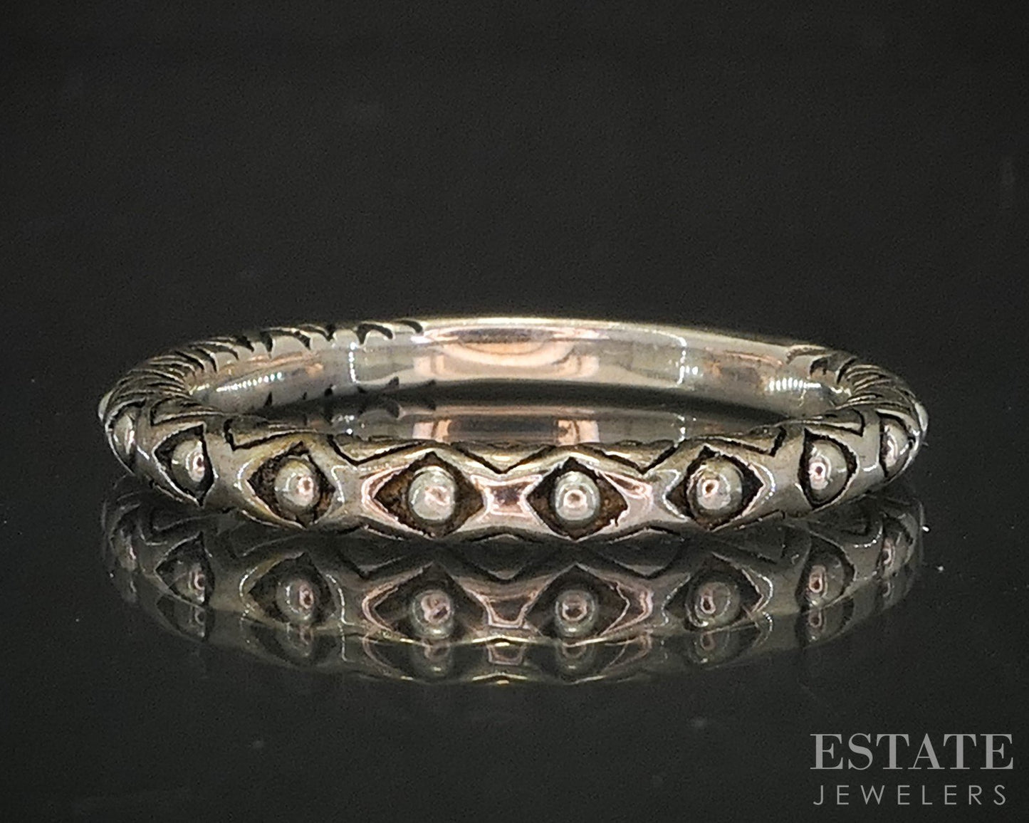 Sterling Barbara Bixby Beaded Stacking Ladies Band Ring 2.7g p18584