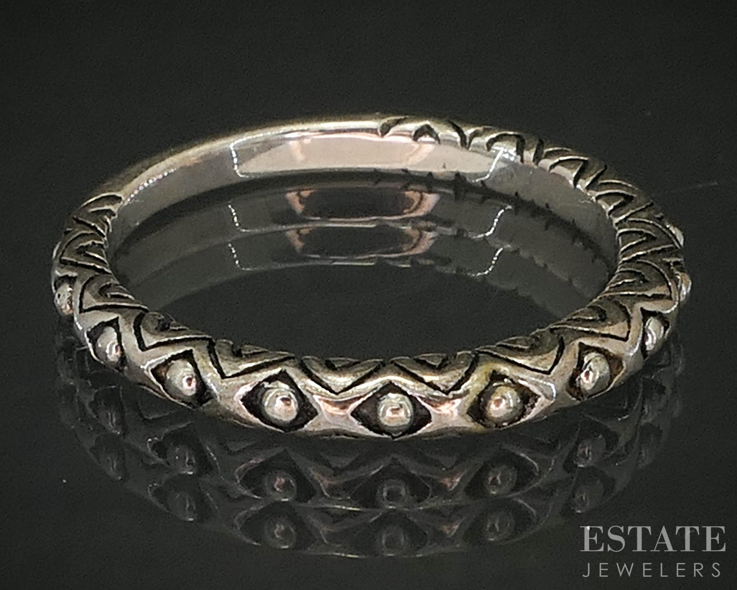 Sterling Barbara Bixby Beaded Stacking Ladies Band Ring 2.7g p18584