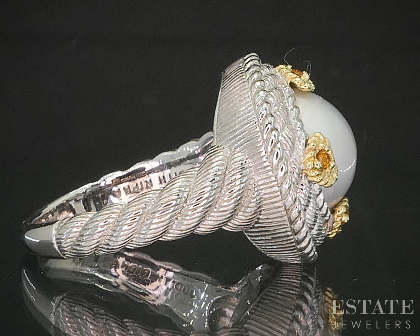 Sterling Silver Judith Ripka Mabe Pearl & Citrine Ladies Ring 12.8g p18588