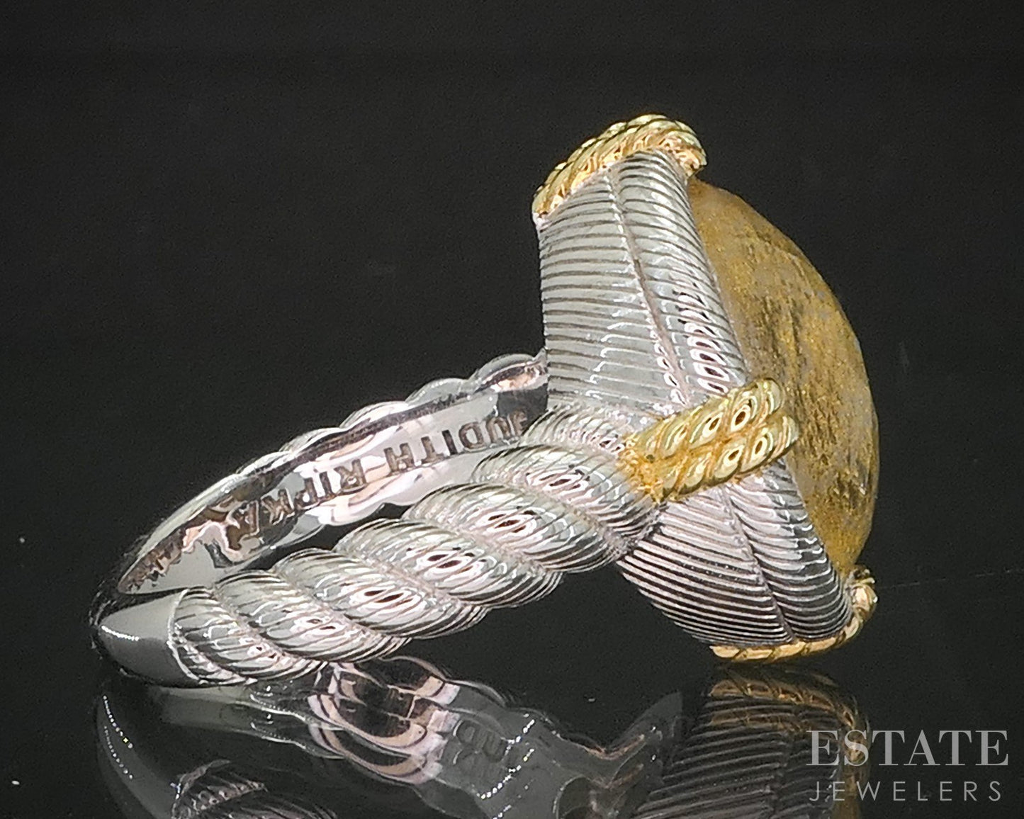 Sterling Silver Judith Ripka Gold Leaf Quartz MOP Doublet Ring 11.2g p18590