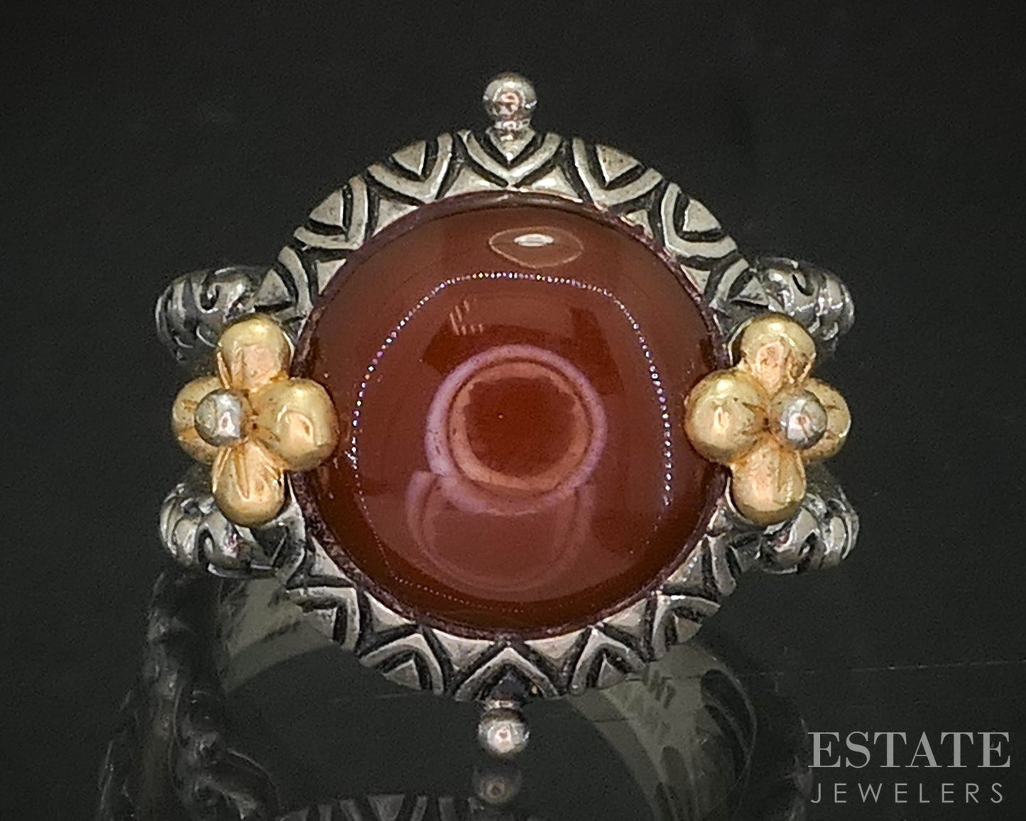 18k & Sterling Barbara Bixby Natural Carnelian Ladies Ring 10g p18591