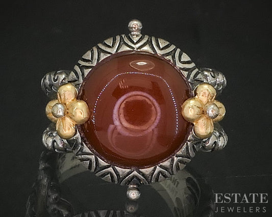 18k & Sterling Barbara Bixby Natural Carnelian Ladies Ring 10g p18591
