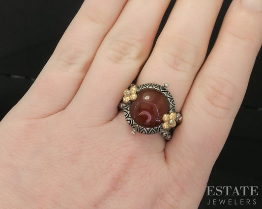 18k & Sterling Barbara Bixby Natural Carnelian Ladies Ring 10g p18591