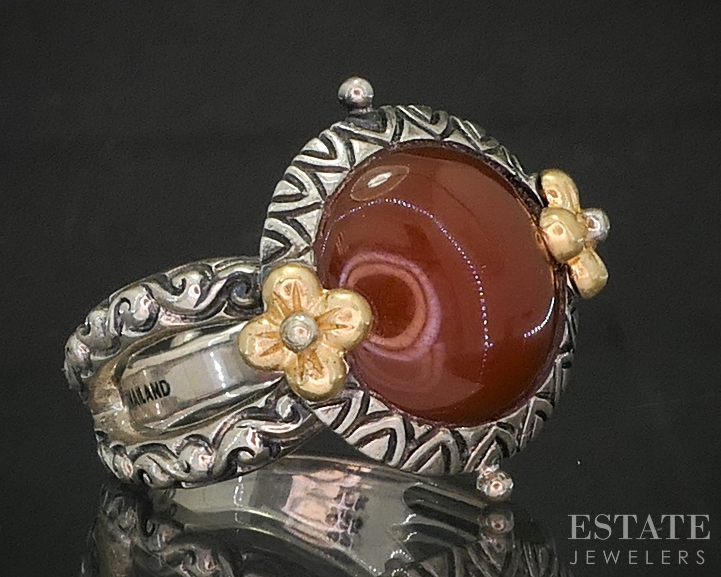 18k & Sterling Barbara Bixby Natural Carnelian Ladies Ring 10g p18591