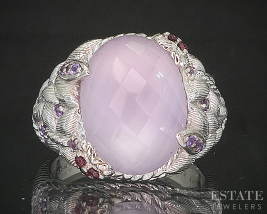Sterling Silver Judith Ripka Pink Quartz Doublet Multi Gem Ring 12.8g p18596