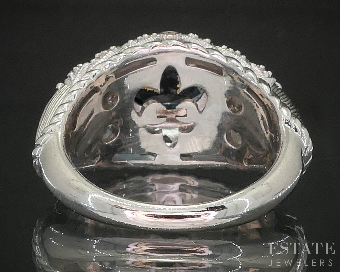 Sterling Silver Judith Ripka London Blue Topaz & CZ Band Ring 11.9g p18597