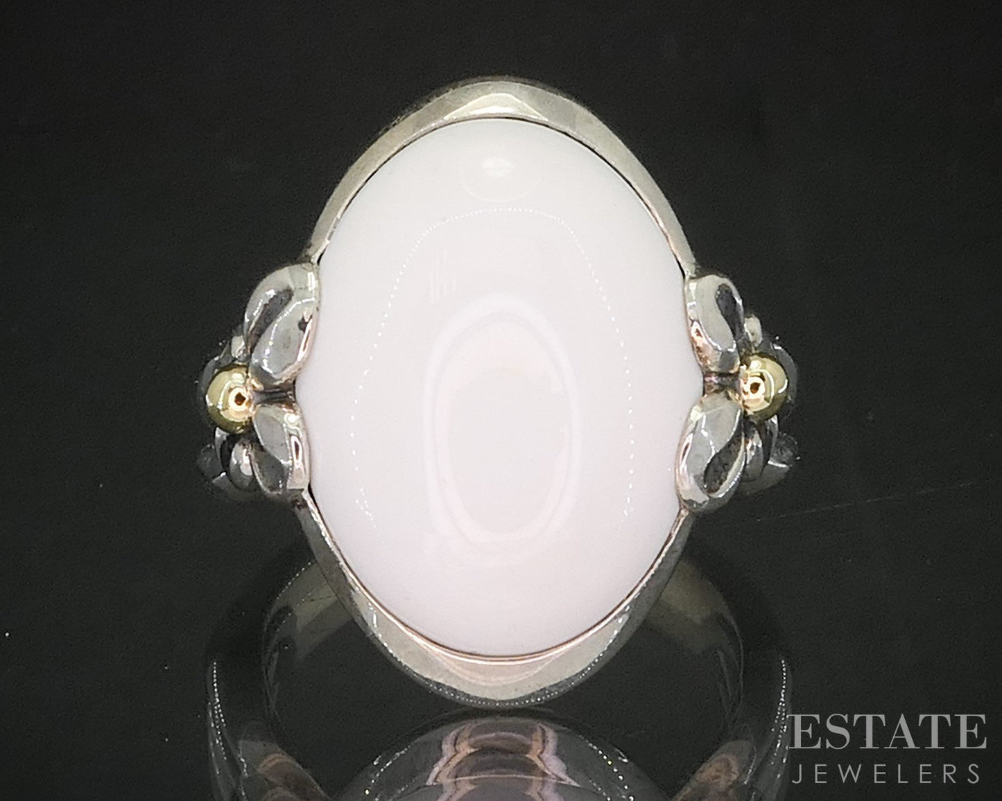 18k & Sterling Ann King Natural White Onyx Ladies Ring 14.7g p18598