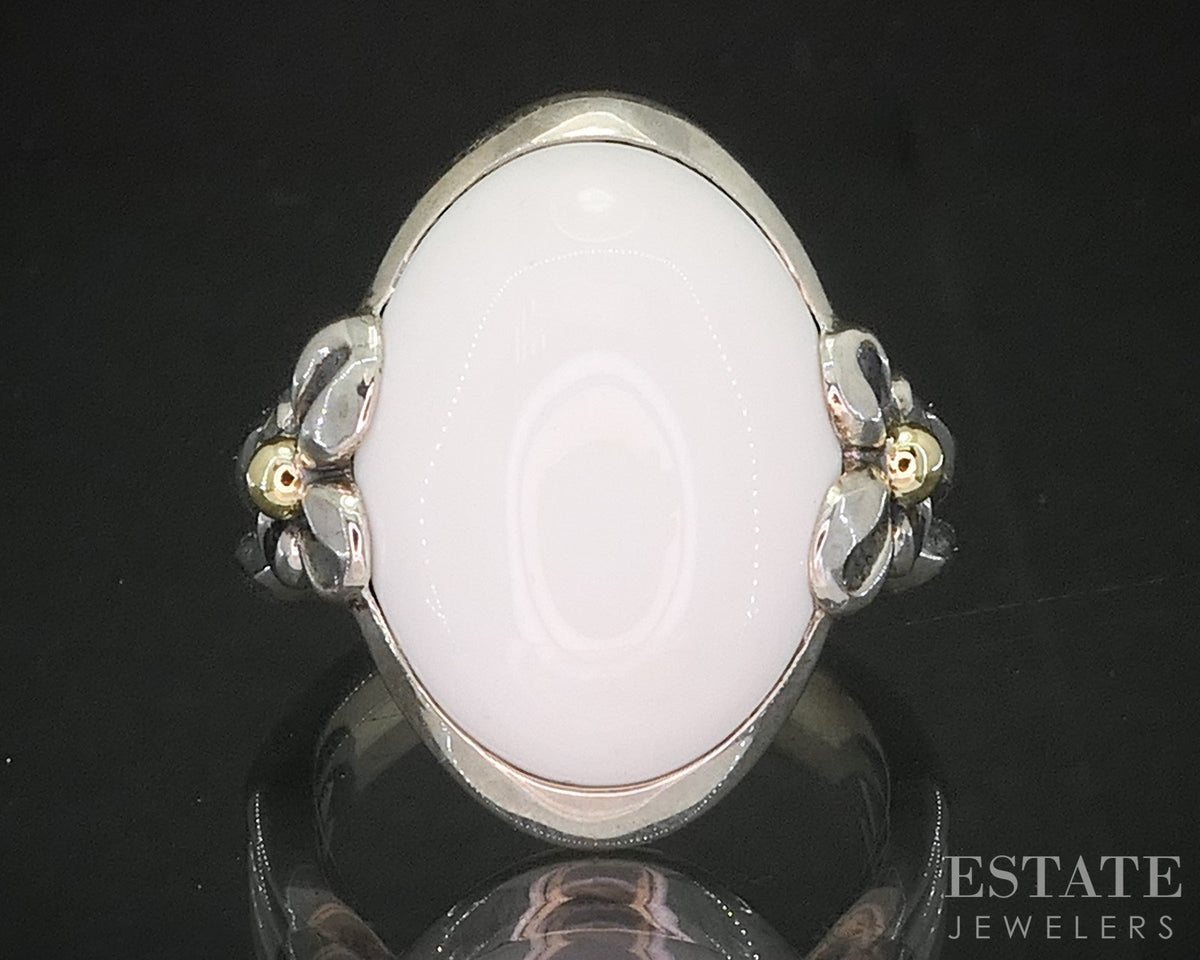 18k & Sterling Ann King Natural White Onyx Ladies Ring 14.7g p18598
