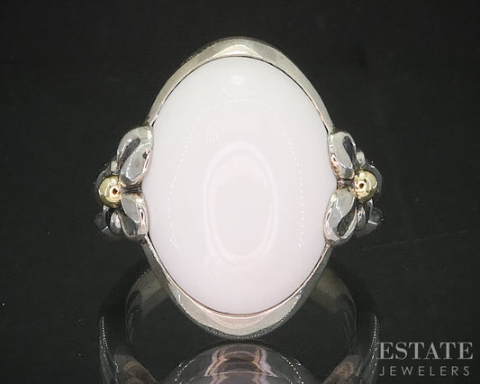 18k & Sterling Ann King Natural White Onyx Ladies Ring 14.7g p18598