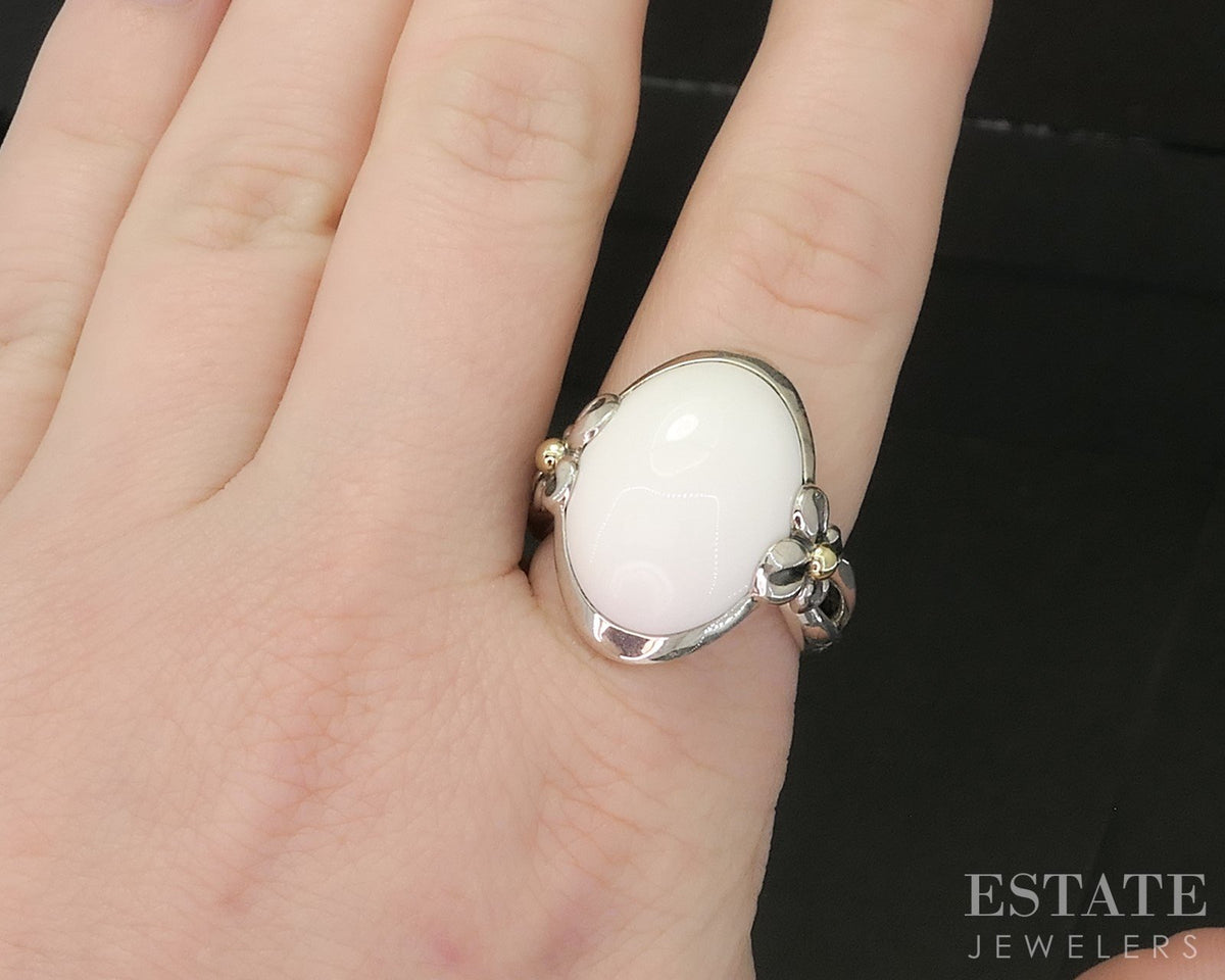18k & Sterling Ann King Natural White Onyx Ladies Ring 14.7g p18598