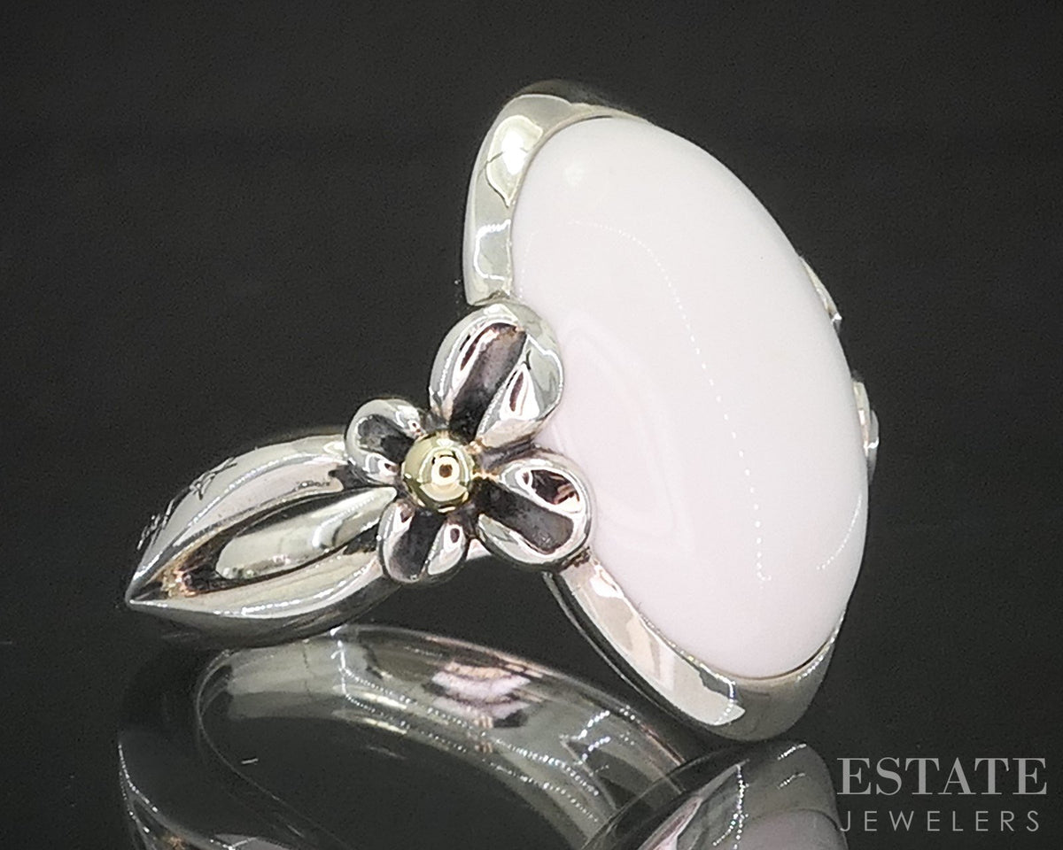 18k & Sterling Ann King Natural White Onyx Ladies Ring 14.7g p18598