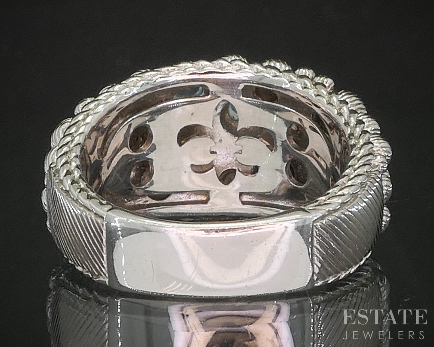 Sterling Silver Judith Ripka Pearl & Multi Gem Band Ring 14.4g p18613