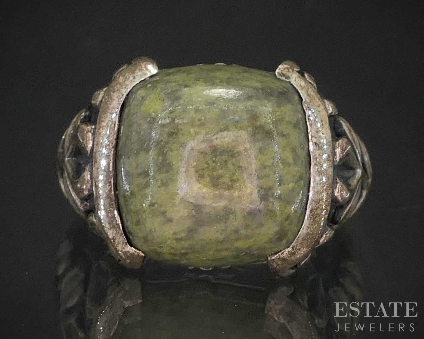 Vintage Sterling Natural Connemara Marble Ireland Ladies Ring 8.5g p18630