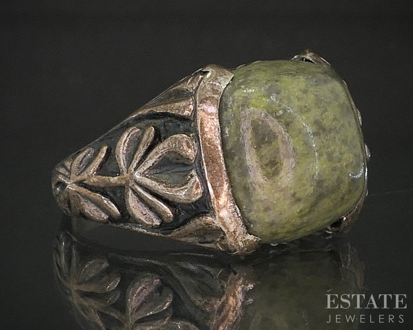 Vintage Sterling Natural Connemara Marble Ireland Ladies Ring 8.5g p18630
