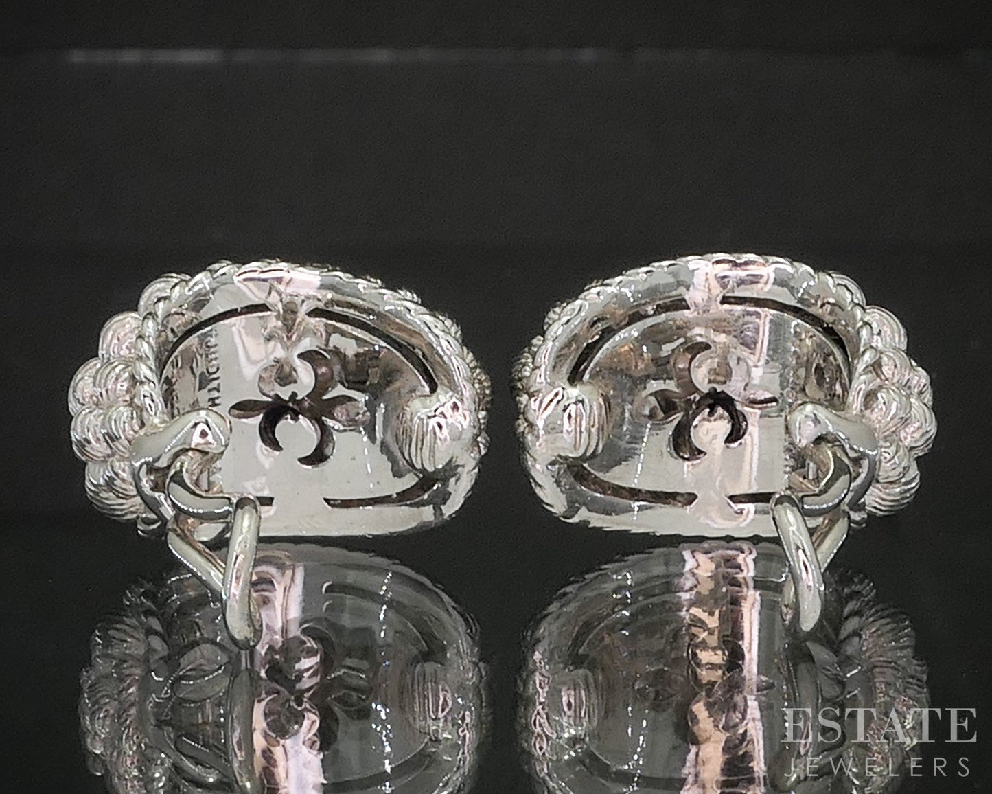 Sterling Silver Judith Ripka Pearl & Multi Gem Omega Back Earrings 15g p18631