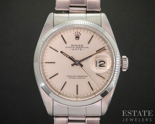 1966 Rolex Oyster Perpetual Date 1500 Rivet Bracelet Mens Watch p14931