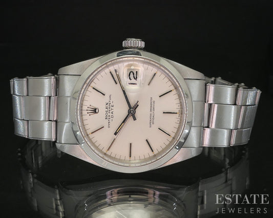 1966 Rolex Oyster Perpetual Date 1500 Rivet Bracelet Mens Watch p14931