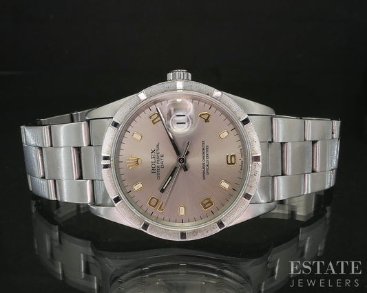 1990 Rolex Oyster Perpetual Date Stainless 15200 Engine Bezel Mens Watch p14810