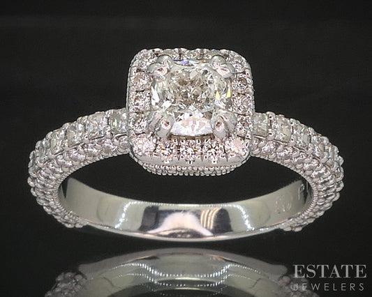 Platinum GIA Cushion Natural 2.52ctw Diamond Halo Engagement Ring 9.5g p14873