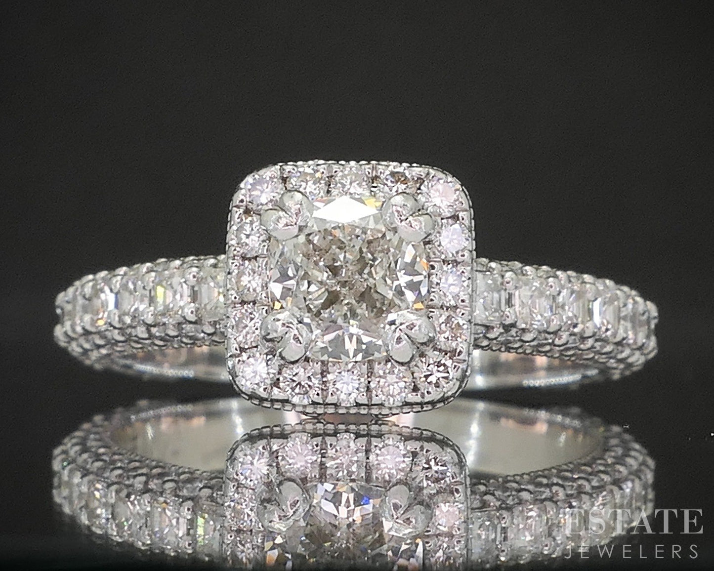 Platinum GIA Cushion Natural 2.52ctw Diamond Halo Engagement Ring 9.5g p14873