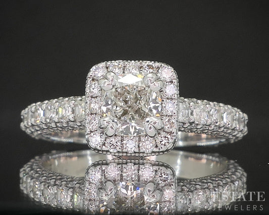 Platinum GIA Cushion Natural 2.52ctw Diamond Halo Engagement Ring 9.5g p14873