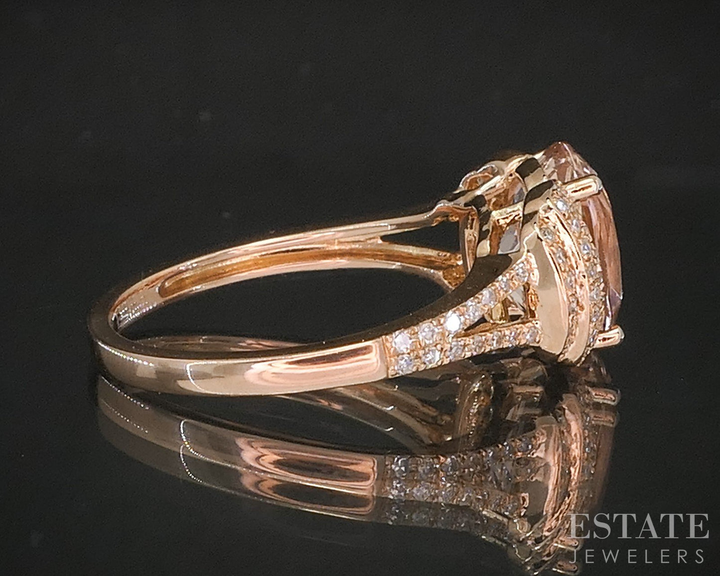14k Rose Gold EFFY Oval Natural Morganite & Diamond Ladies Ring 3.5g p15755