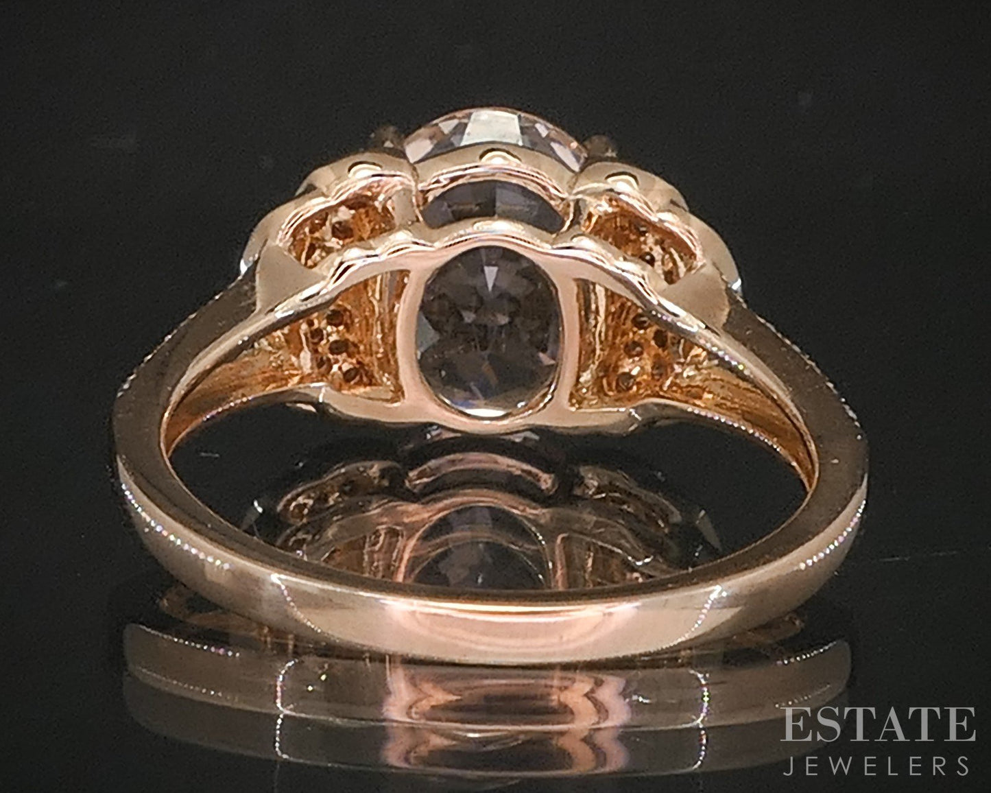 14k Rose Gold EFFY Oval Natural Morganite & Diamond Ladies Ring 3.5g p15755