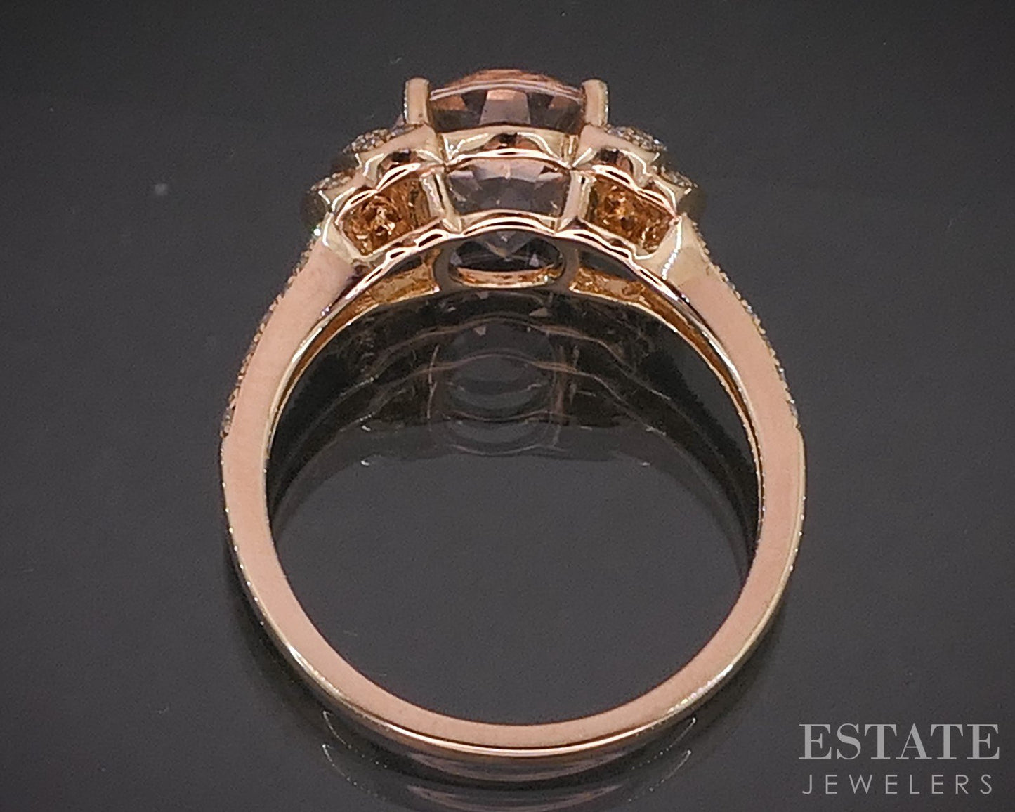 14k Rose Gold EFFY Oval Natural Morganite & Diamond Ladies Ring 3.5g p15755