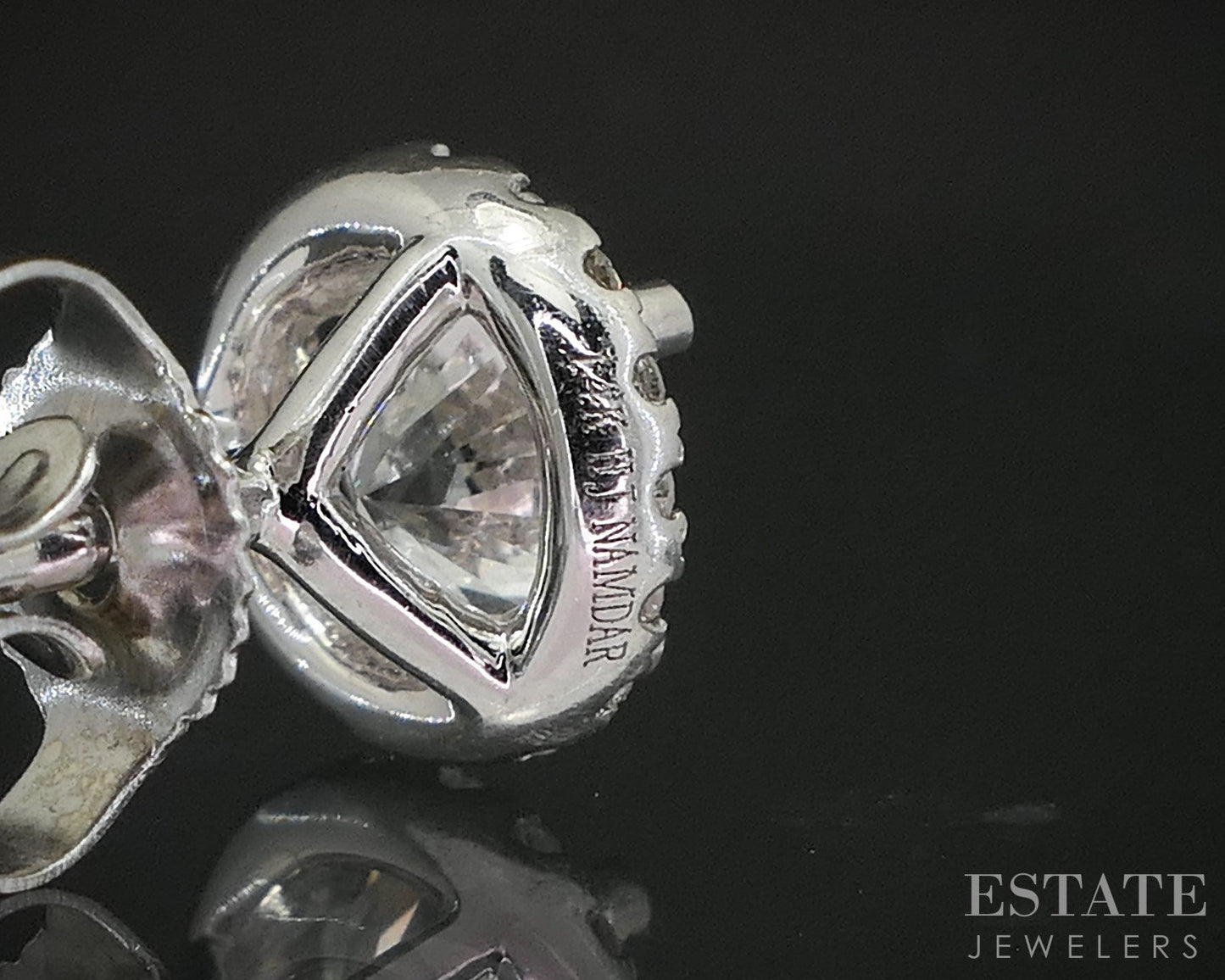 14k White Gold Round Natural .78ctw Diamond Halo Stud Earrings 1.2g p16048