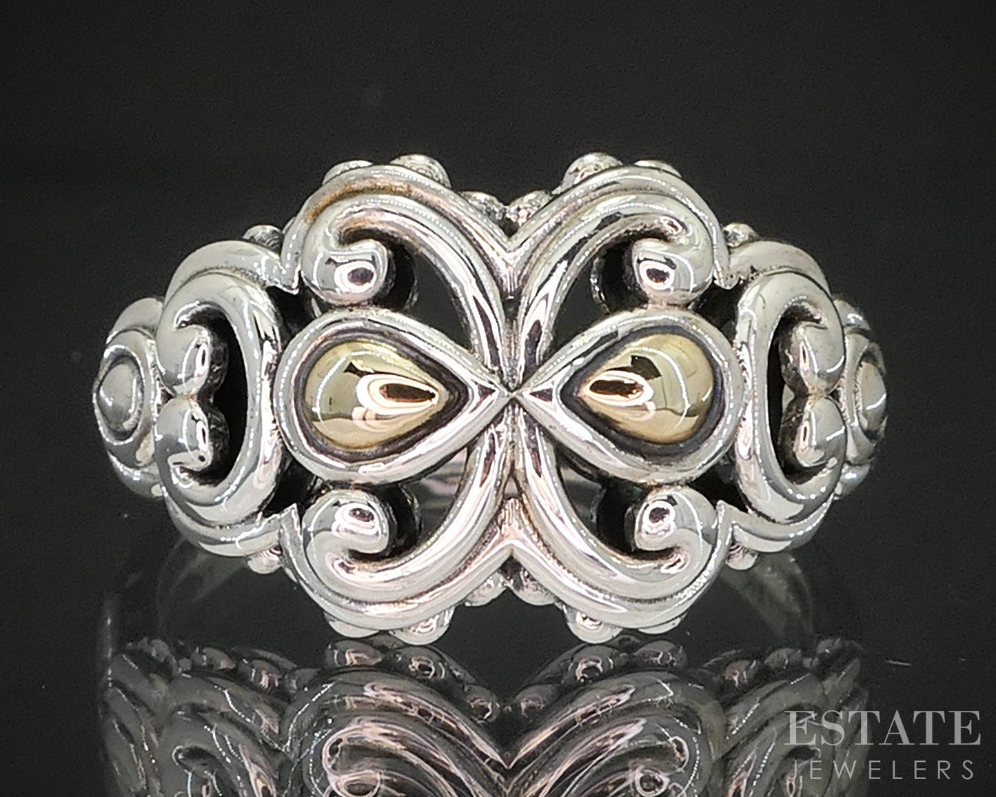 14k & Sterling JAI John Hardy Open Scroll Ladies Ring 4.2g p18992