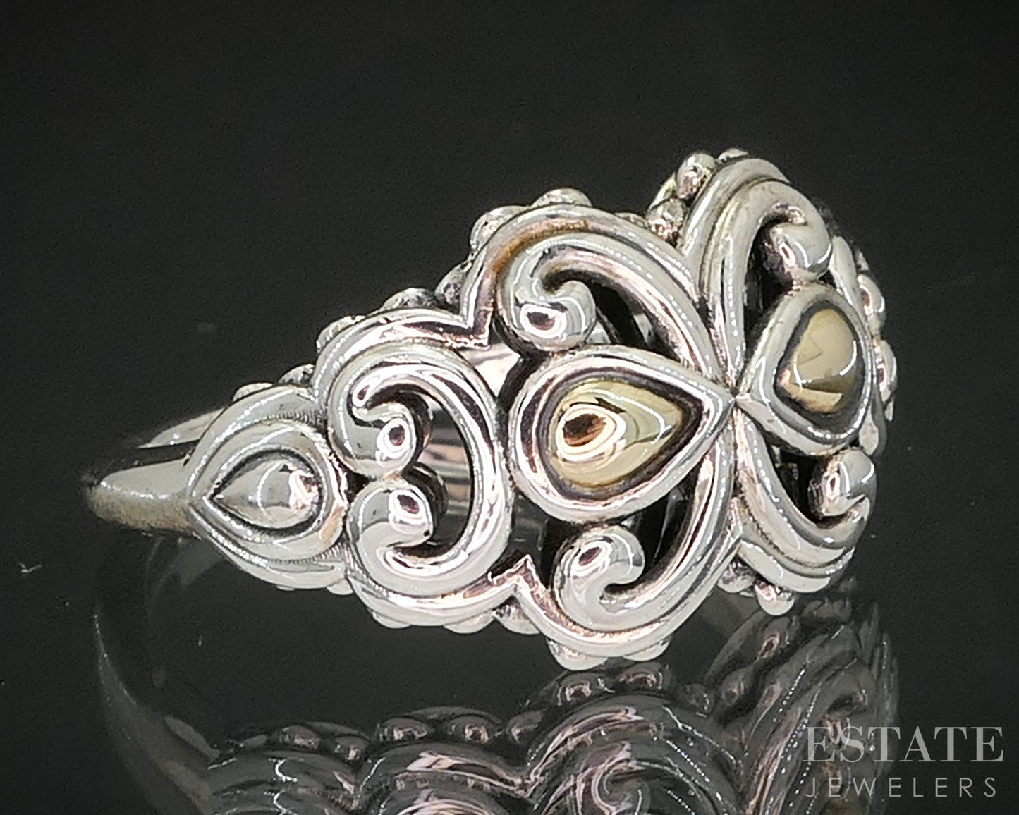 14k & Sterling JAI John Hardy Open Scroll Ladies Ring 4.2g p18992