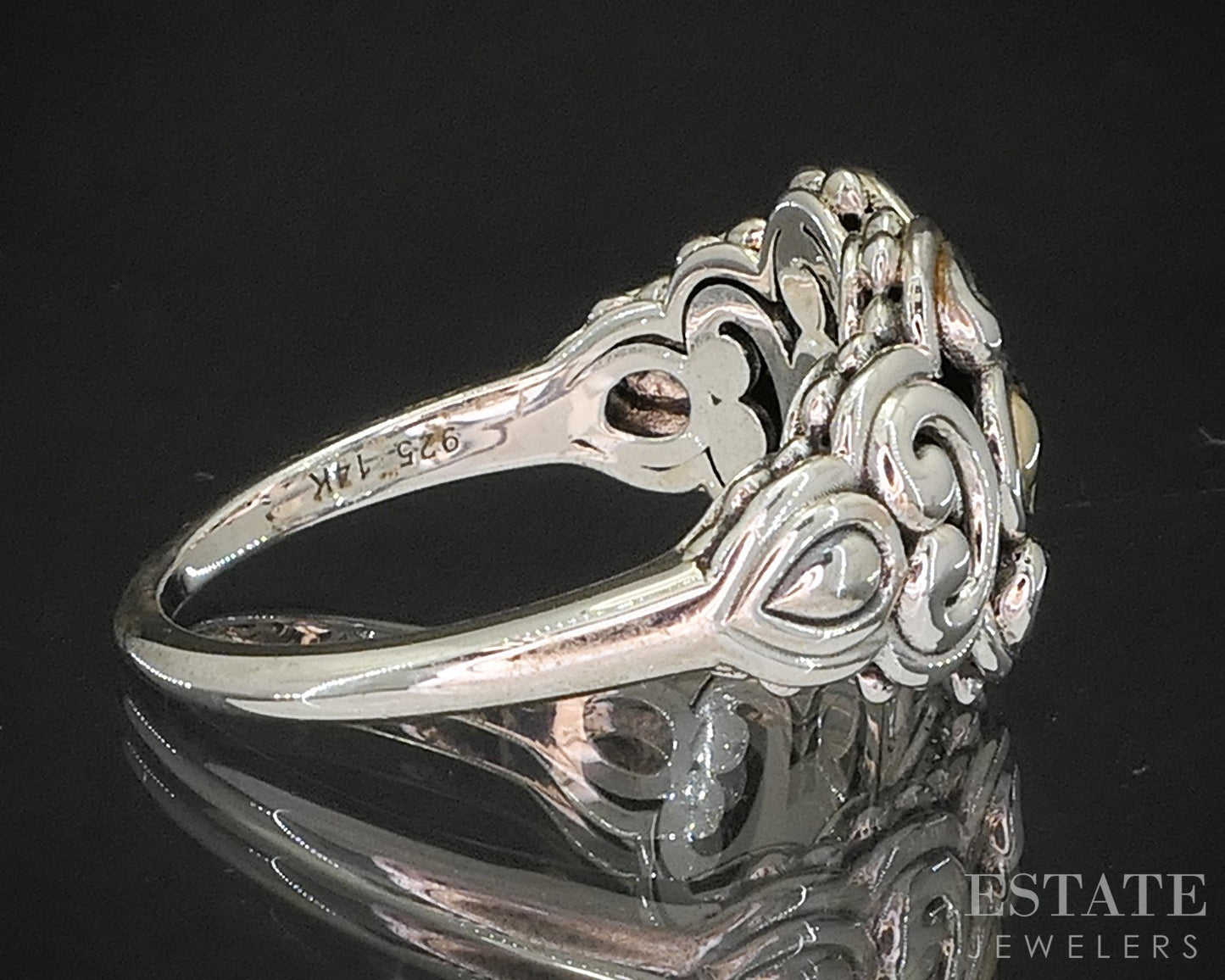 14k & Sterling JAI John Hardy Open Scroll Ladies Ring 4.2g p18992