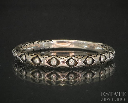 Sterling Barbara Bixby Beaded Stacking Ladies Band Ring 2.6g p18996