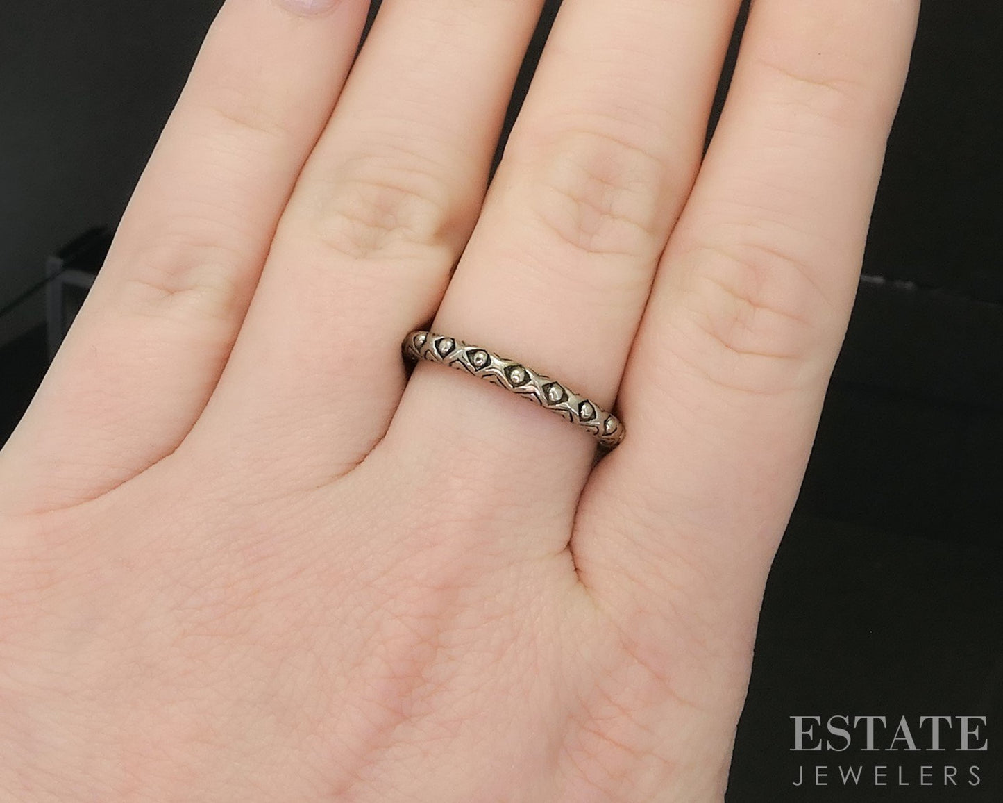 Sterling Barbara Bixby Beaded Stacking Ladies Band Ring 2.6g p18996