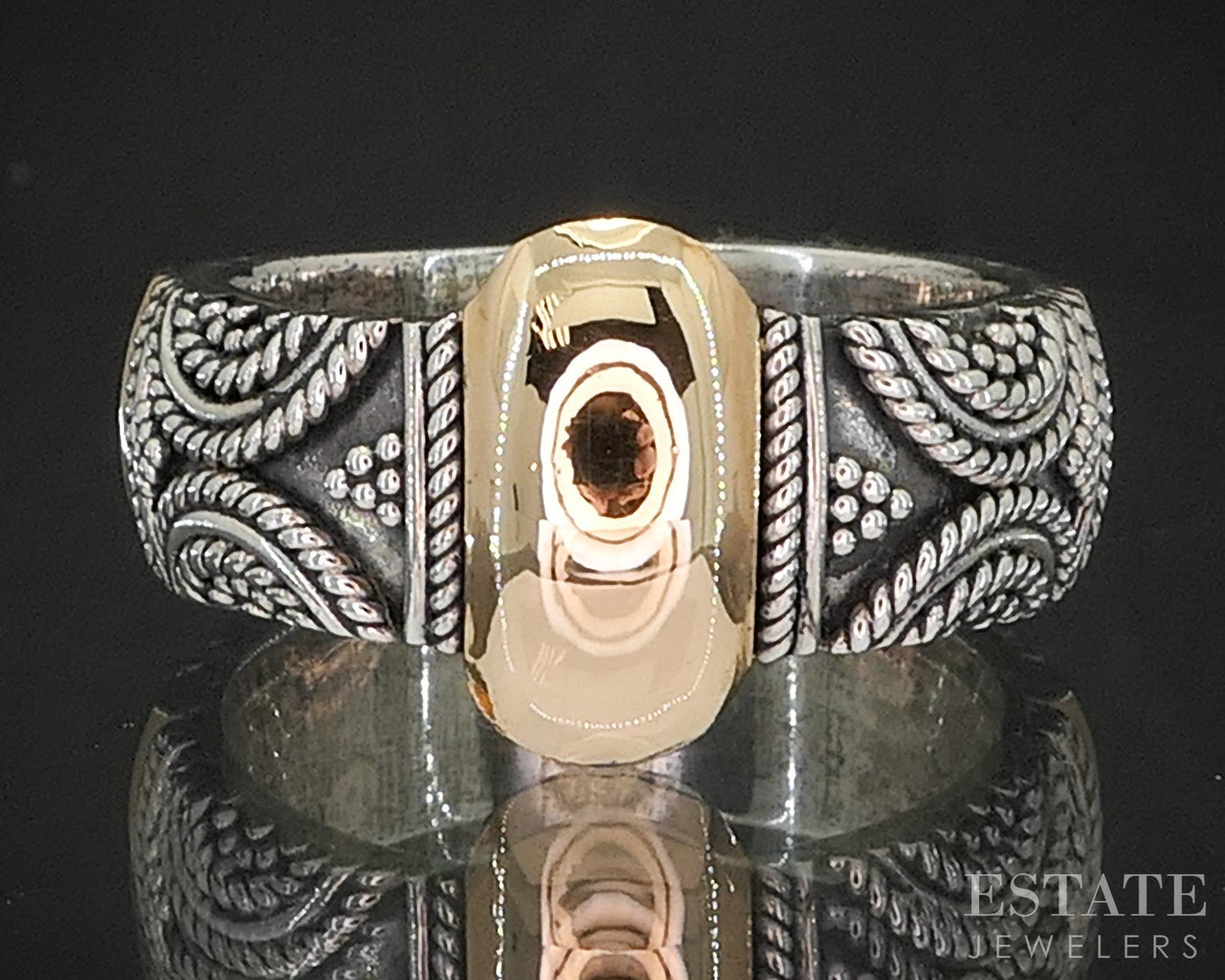 18k & Sterling BA Bali Suarti Ladies Stacked Band Ring 9.5g p18997