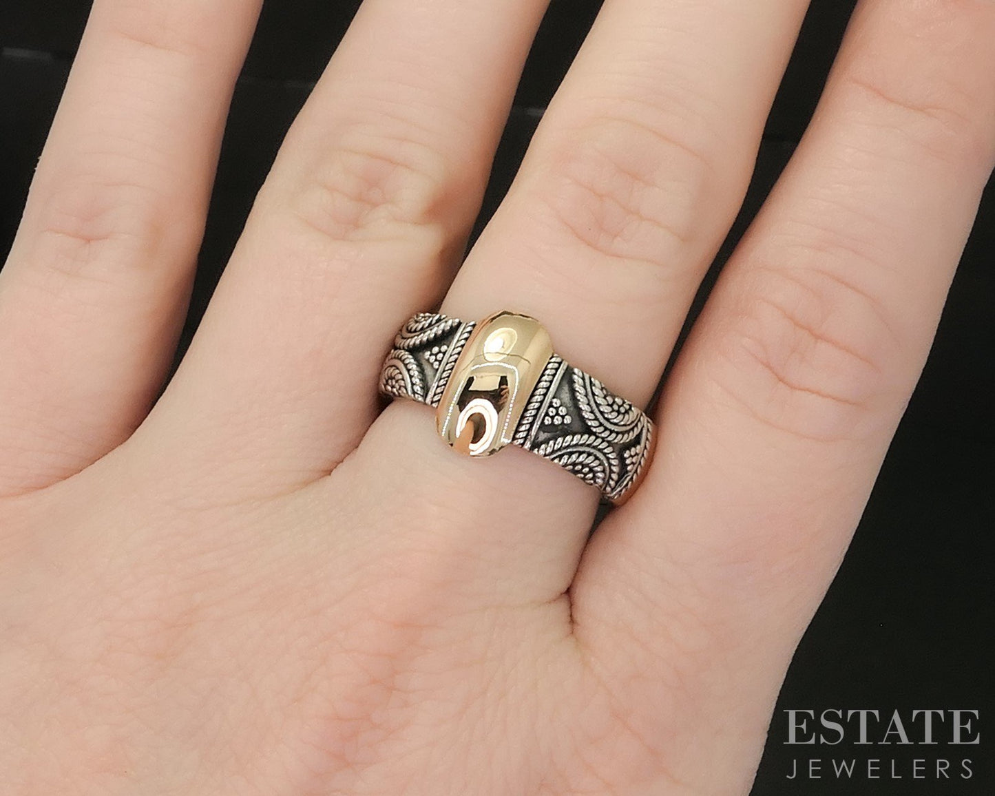 18k & Sterling BA Bali Suarti Ladies Stacked Band Ring 9.5g p18997