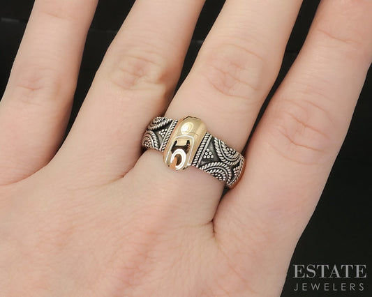 18k & Sterling BA Bali Suarti Ladies Stacked Band Ring 9.5g p18997