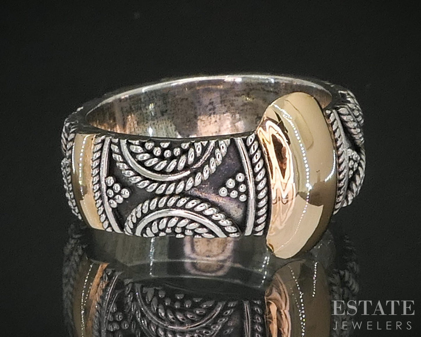 18k & Sterling BA Bali Suarti Ladies Stacked Band Ring 9.5g p18997