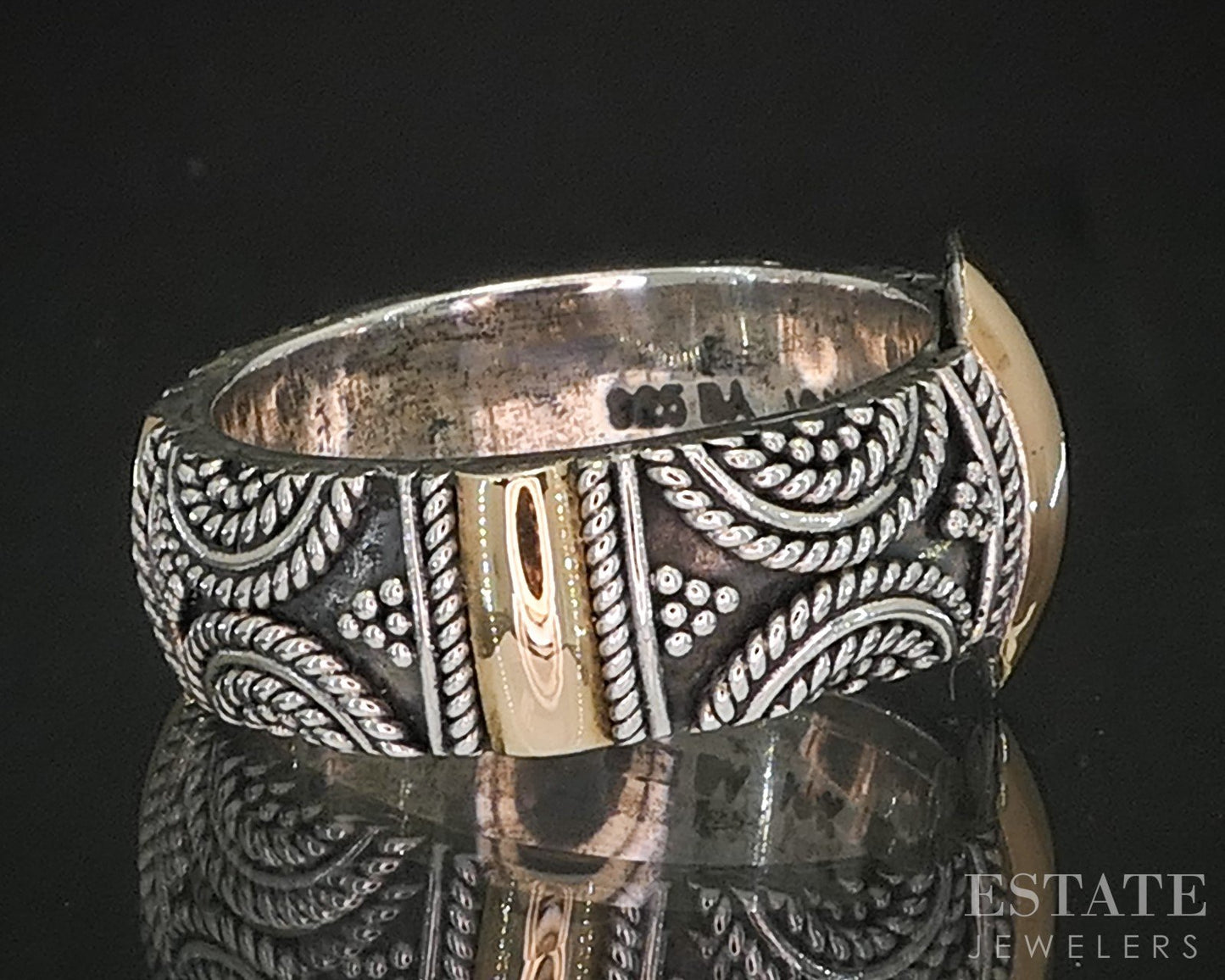 18k & Sterling BA Bali Suarti Ladies Stacked Band Ring 9.5g p18997