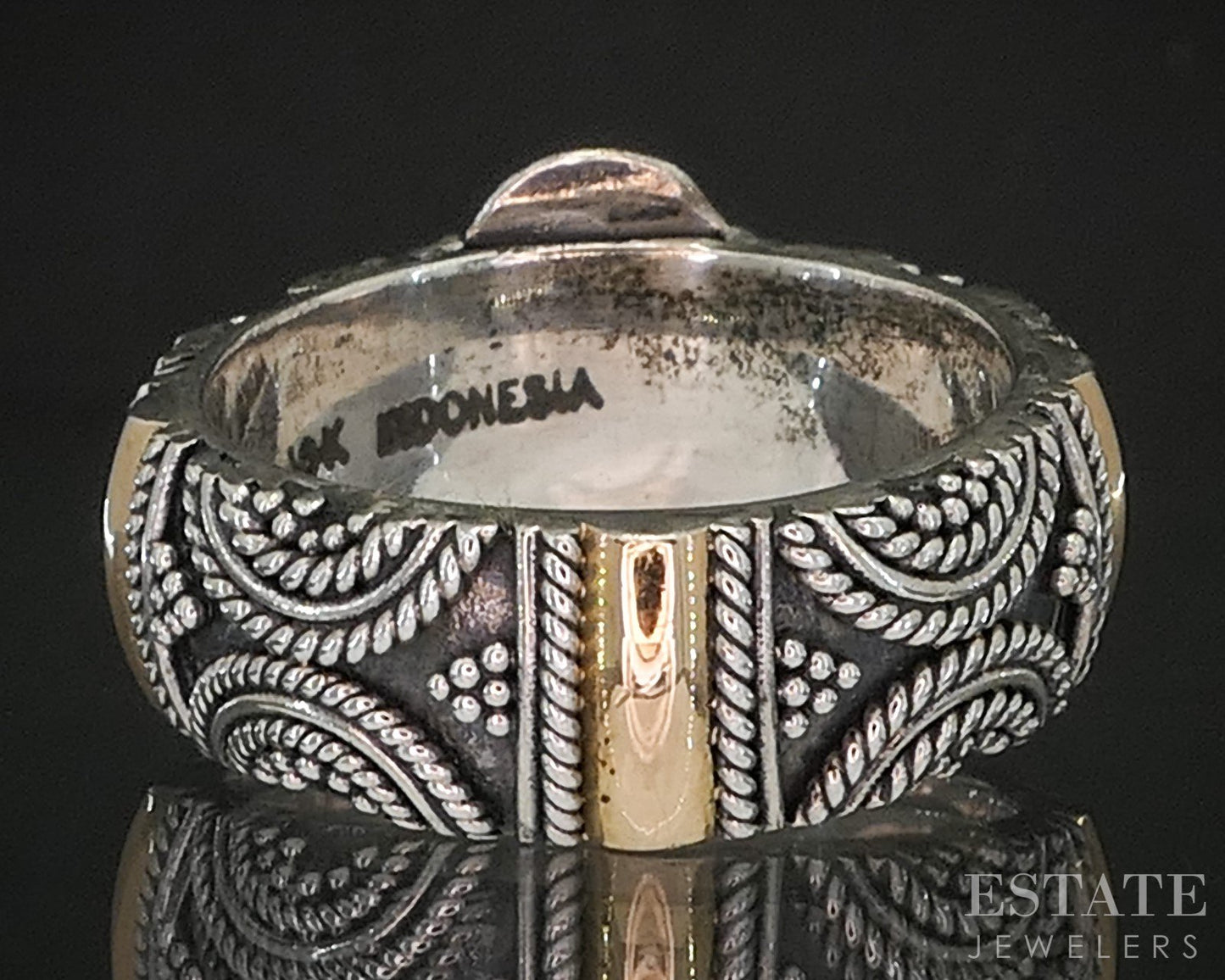 18k & Sterling BA Bali Suarti Ladies Stacked Band Ring 9.5g p18997