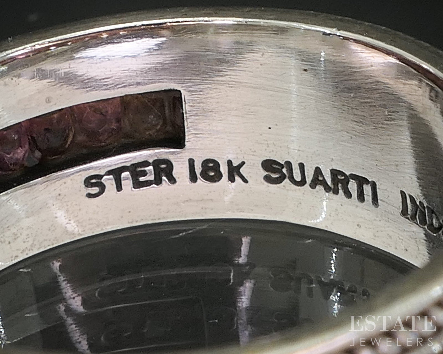 18k & Sterling BA Bali Suarti Rhodolite Garnet Stacked Band Ring 6.8g p18999