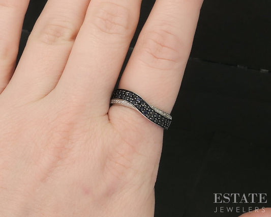 Sterling Silver Natural Blue Sapphire & Diamond Ladies Band Ring 3.2g p19005