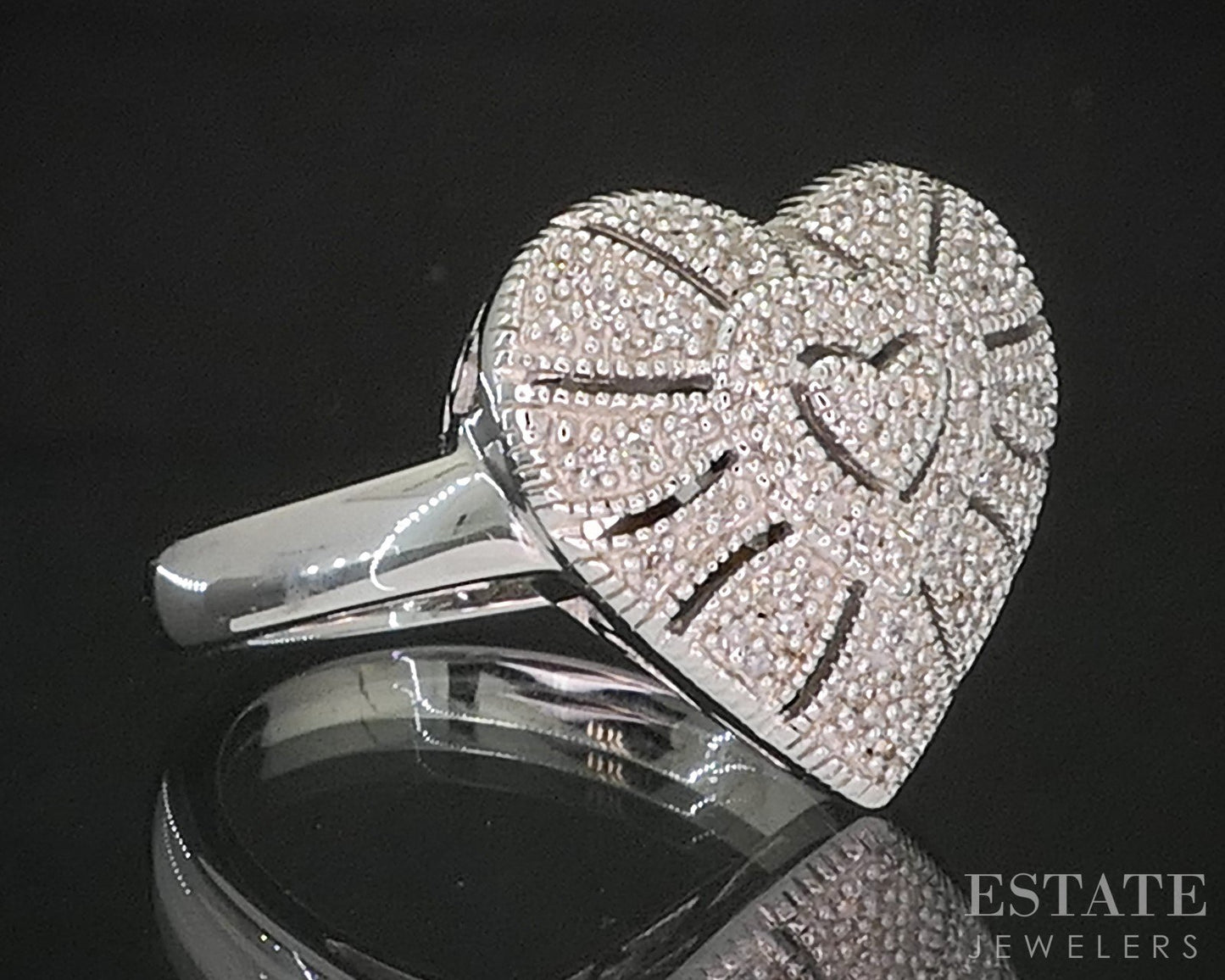 Sterling Silver Natural Diamond Heart Ladies Ring 5.5g p19006