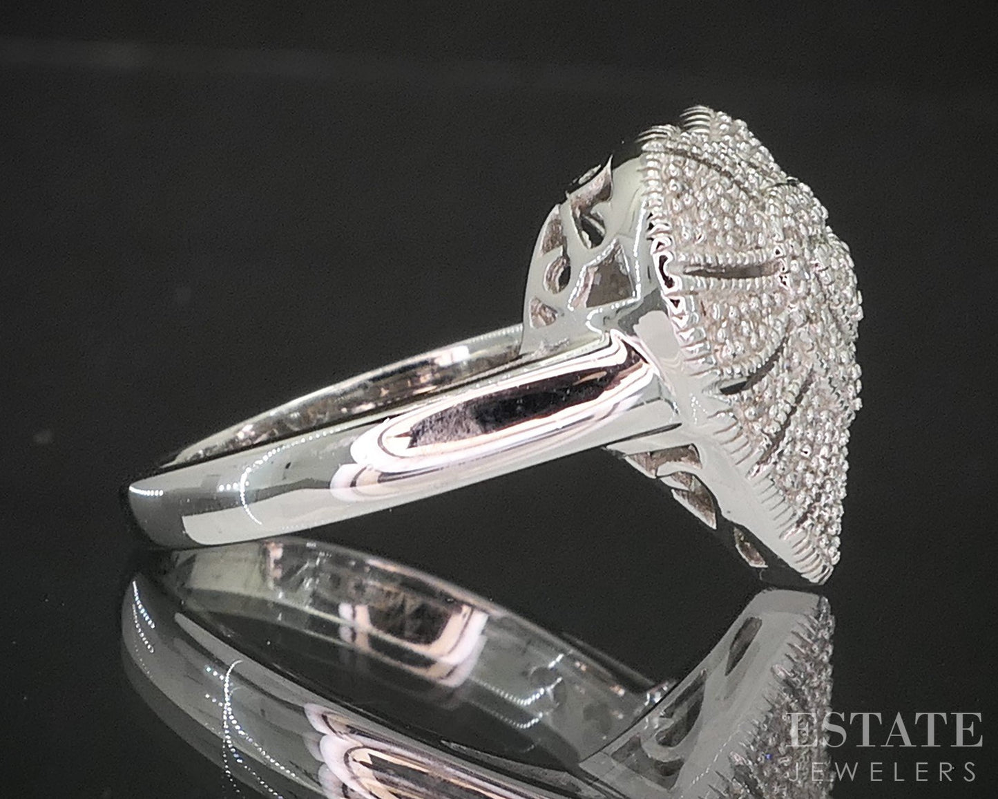 Sterling Silver Natural Diamond Heart Ladies Ring 5.5g p19006