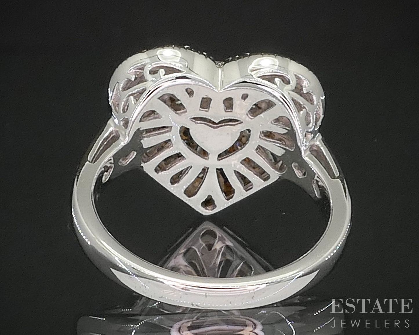 Sterling Silver Natural Diamond Heart Ladies Ring 5.5g p19006