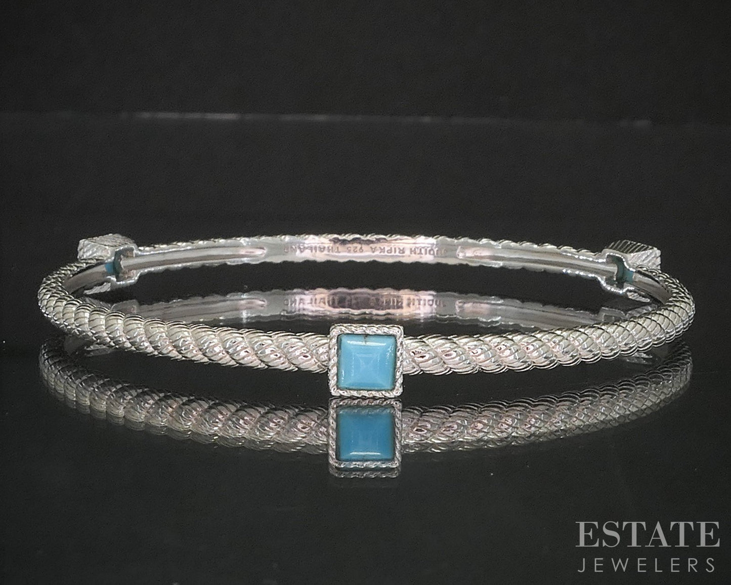 Sterling Silver Judith Ripka Turquoise Cable Bangle Bracelet 14.8g p19017