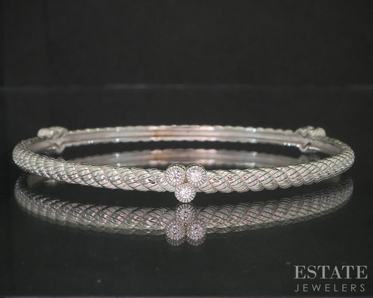 Sterling Silver Judith Ripka CZ Cable Bangle Bracelet 14.2g p19019
